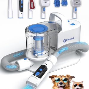 Petsaint Dog Hair Vacuum, 6 in 1 Dog Grooming Kit Picks Up 99% Pet Hair