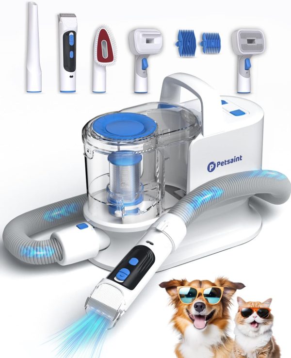 Petsaint Dog Hair Vacuum, 6 in 1 Dog Grooming Kit Picks Up 99% Pet Hair, 2.2L Capacity Pet Grooming Vacuum, Dog Vacuum for Shedding Grooming and Pet Vacuum for Dog Hair at Home