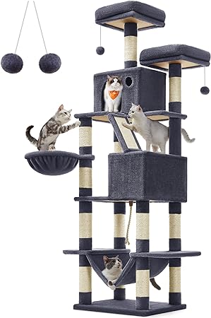 Feandrea Cat Tree, 81.1-Inch Large Cat Tower with 13